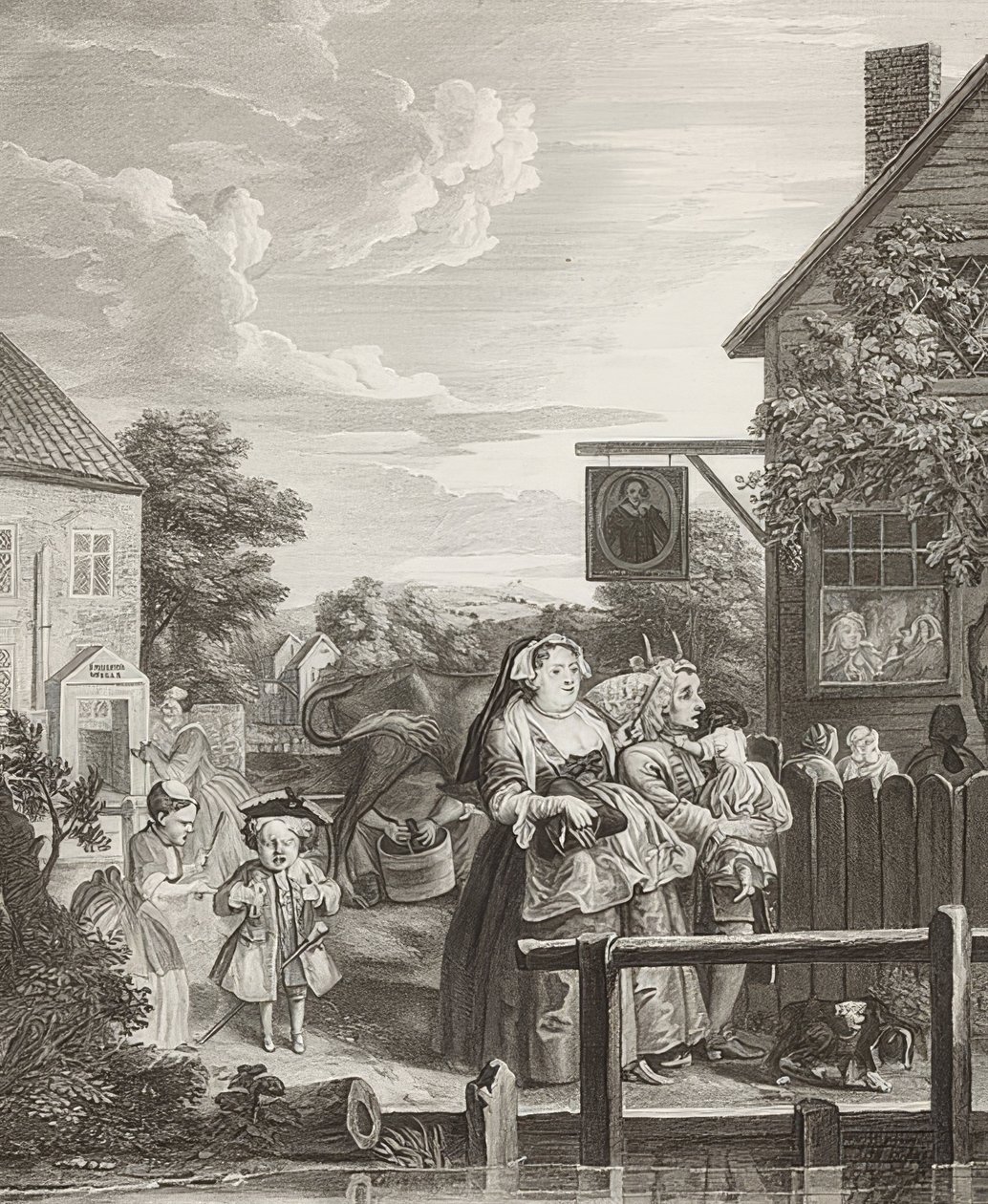 Ilta / ilta. From: The Four Times of the Day / The Four Times of the Day. 1738 tekijältä William Hogarth