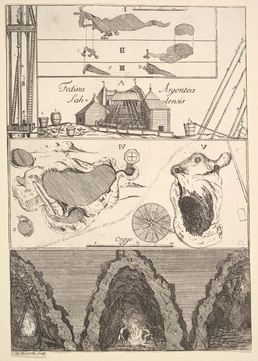 Sahlensis - Hopeakaivos Salassa - I, Aubry de La Mottrayes Tra..., 1723-24. tekijältä William Hogarth