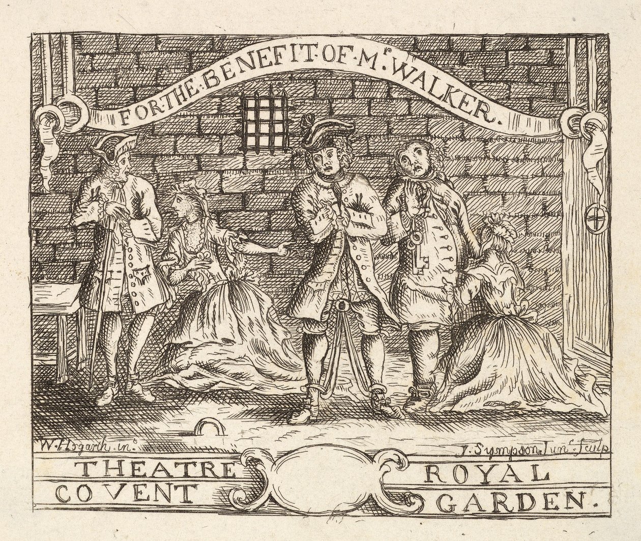 Herra Walkerin hyväksi, Theatre Royal, Covent Garden, pub. 1822 tekijältä William Hogarth