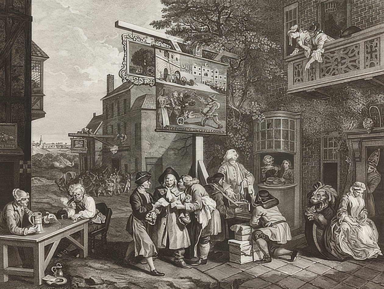 Neljä printtiä vaaleista / Yleisvaalit. Arkki 2: Äänestys. 1757 tekijältä William Hogarth