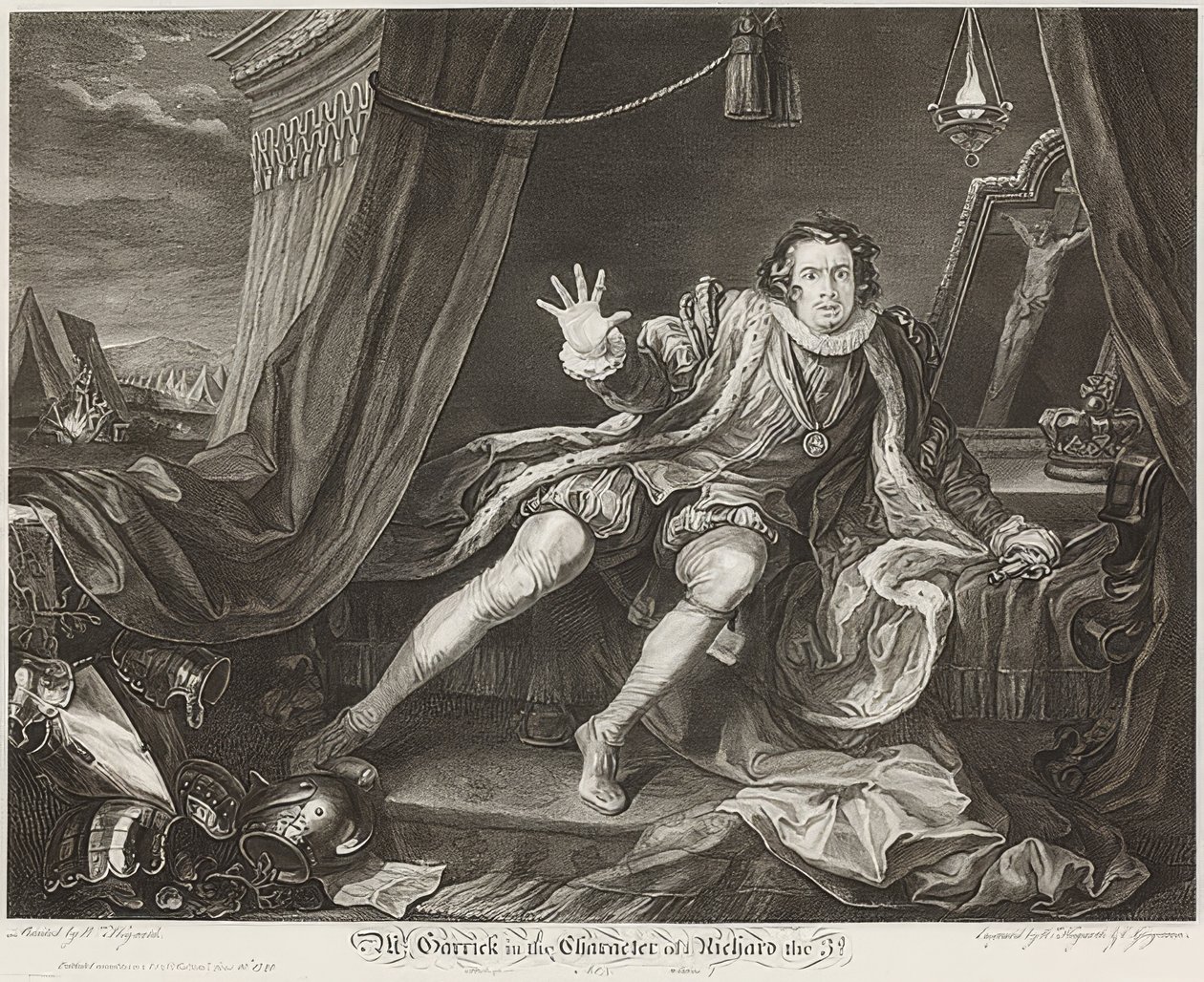 Garrick Richard III:n hahmossa / Garrick in der Rolle Richards III.. 1746 tekijältä William Hogarth