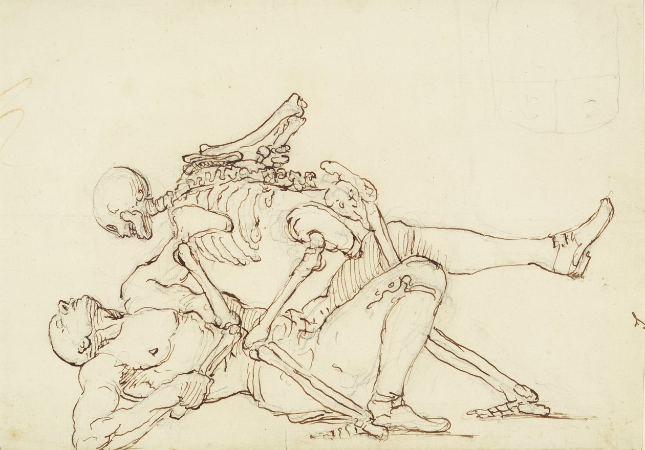 George Taylorin epitafi, n. 1750 (kynä ja muste grafiitin päällä paperilla) tekijältä William Hogarth