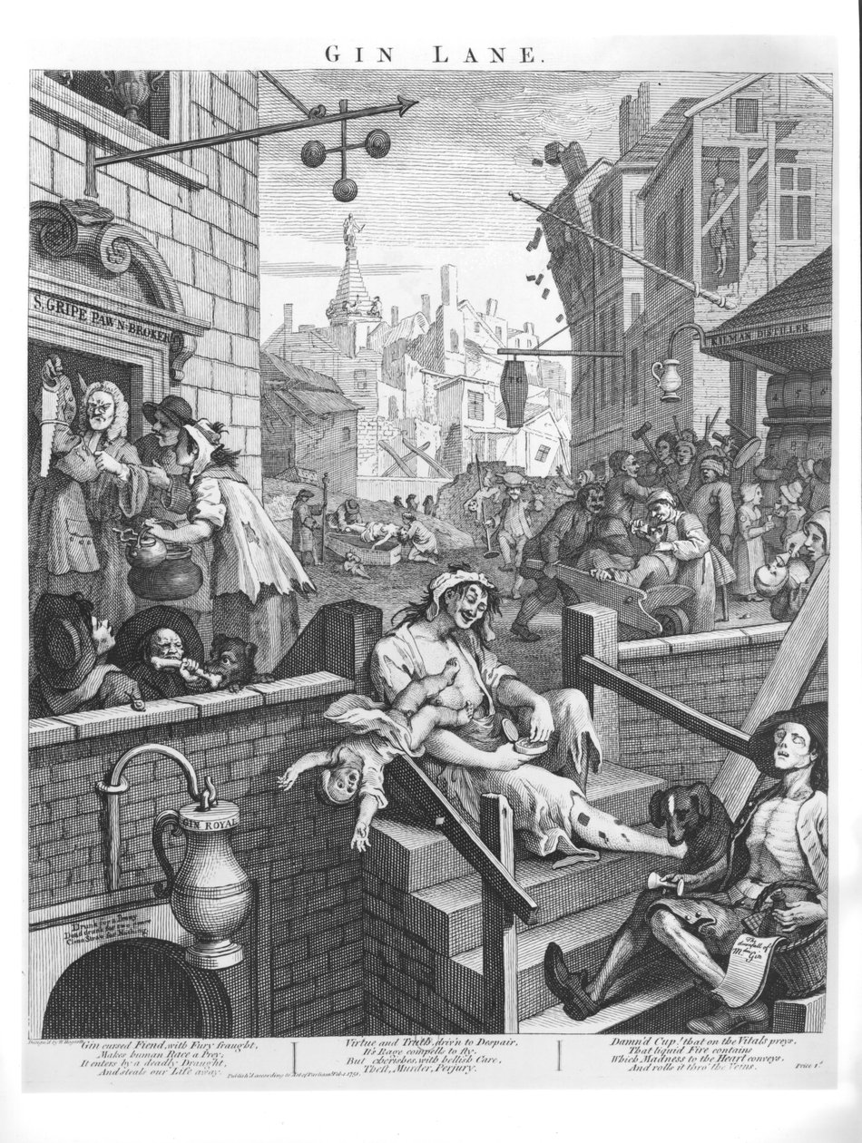 Gin Lane, 1751 tekijältä William Hogarth