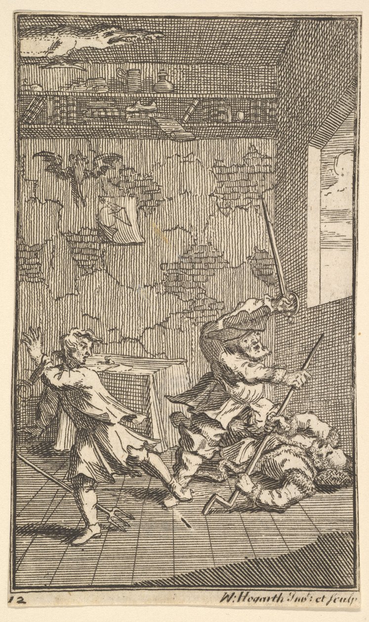 Hudibras Beating Sidrophel ja Whachum Seventeen Small Illustrations Samuel Butlerille..., 1721-26. tekijältä William Hogarth