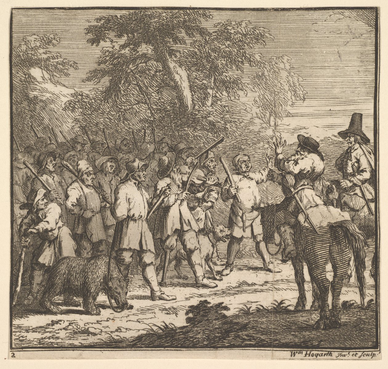 Hudibras First Adventure Seitsemäntoista pientä kuvitusta Samuel Butlersille Hudibras, n..., 1721-26. tekijältä William Hogarth