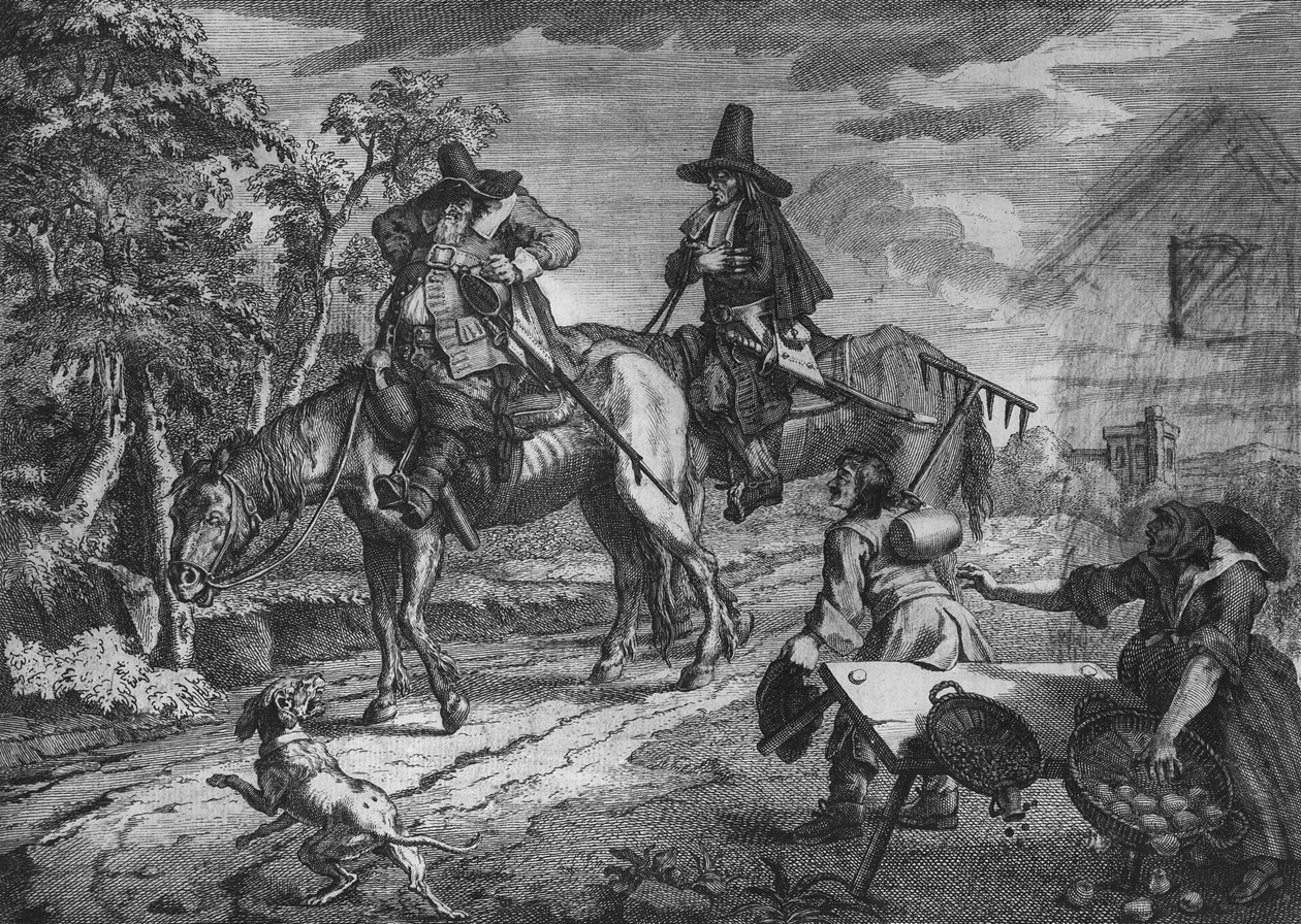 Hudibras Sallies Forth, levy II, Samuel Butlerin Hudibrasista, 1726 tekijältä William Hogarth