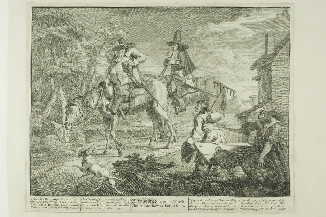 Hudibras Sallying Forth, levy kaksi Hudibrasista. tekijältä William Hogarth