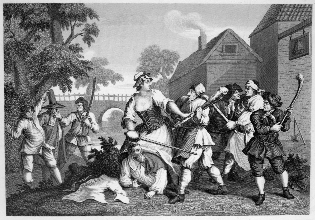 Hudibras Ritari alistuu Trullalle tekijältä William Hogarth