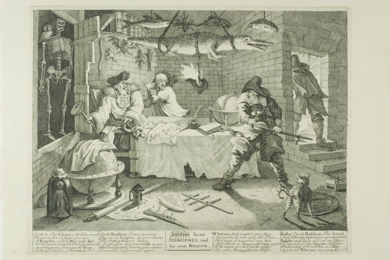 Hudibras ja Sidrophel, Hudibras-romaanin kahdeksas laatta tekijältä William Hogarth