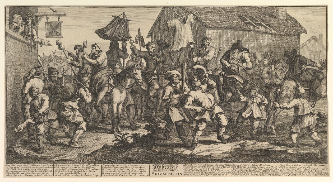Hudibras ja Skimmington Kaksitoista suurta kuvitusta Samuel Butlersille H..., helmikuu 1725-26. tekijältä William Hogarth