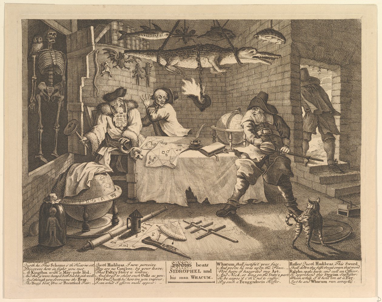 Hudibras päihittää Sidrophelin ja hänen miehensä Whacumin tekijältä William Hogarth
