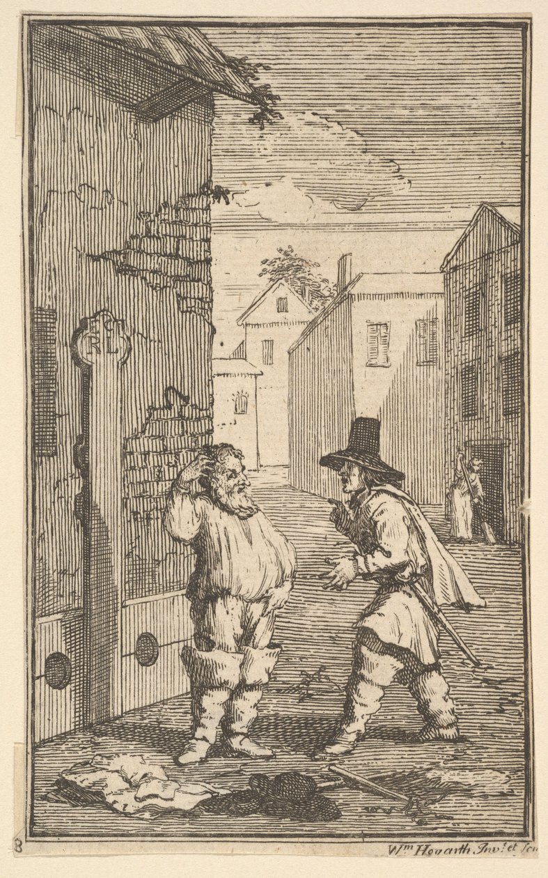 Hudibras ja Ralpho kiistelevät seitsemäntoista pientä kuvitusta Samuel Butlerin Hudibrasille..., 1721-26. tekijältä William Hogarth