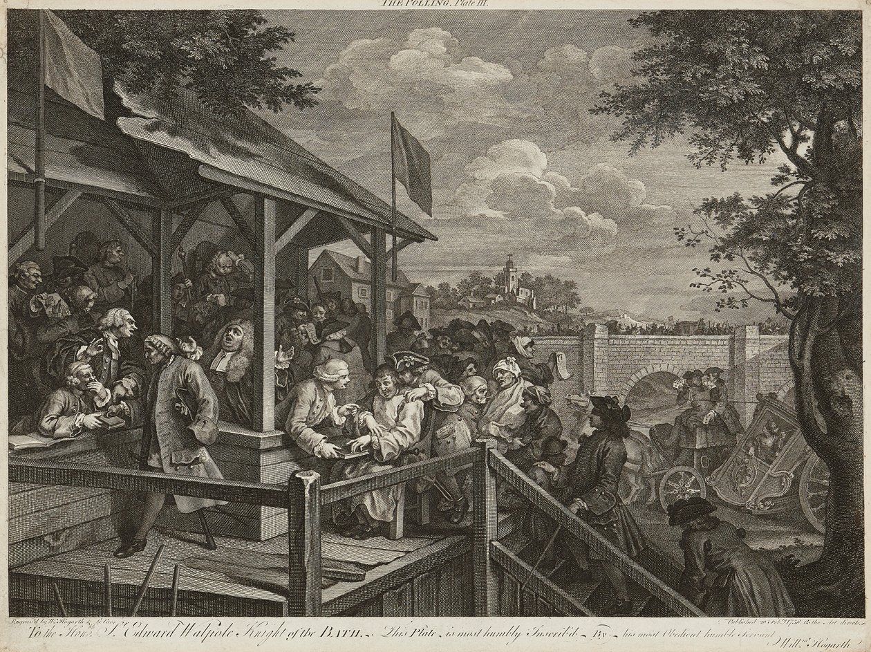 Huumoria vaaleista (neljän setti) (kaiverrus) tekijältä William Hogarth