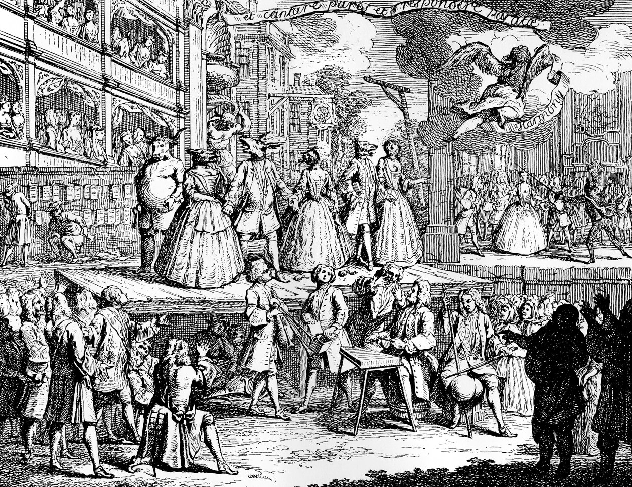 Jos musiikki viehättää sydämet, 1730. tekijältä William Hogarth