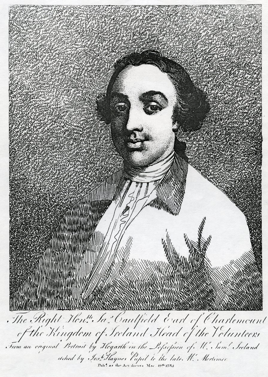 James Caulfield, Charlemontin ensimmäinen jaarli, kaiverrus Joseph Haynes, 1782 tekijältä William Hogarth