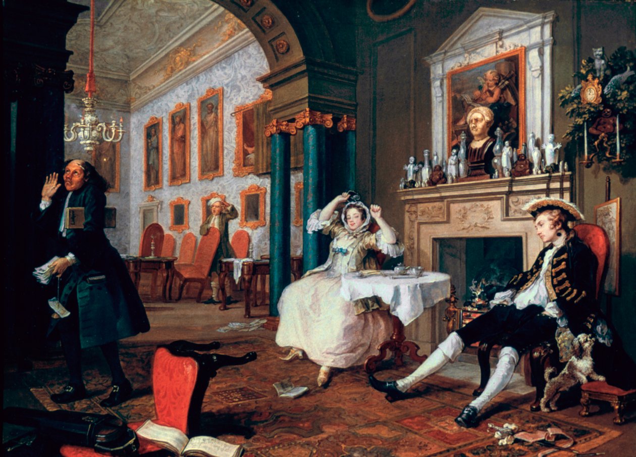 Avioliitto A-la-Mode: 2. The Tete a Tete, 1743 tekijältä William Hogarth