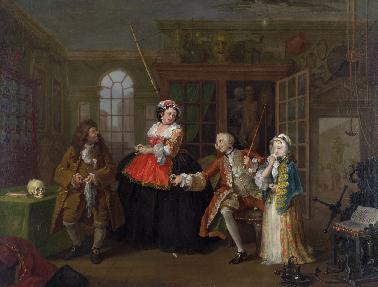 Marriage a la Mode: III - The Inspection, n. 1743 (öljy kankaalle) tekijältä William Hogarth