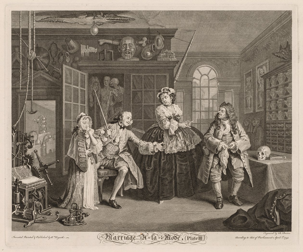 Avioliitto à la Mode: Kohtaus Quackin kanssa tekijältä William Hogarth