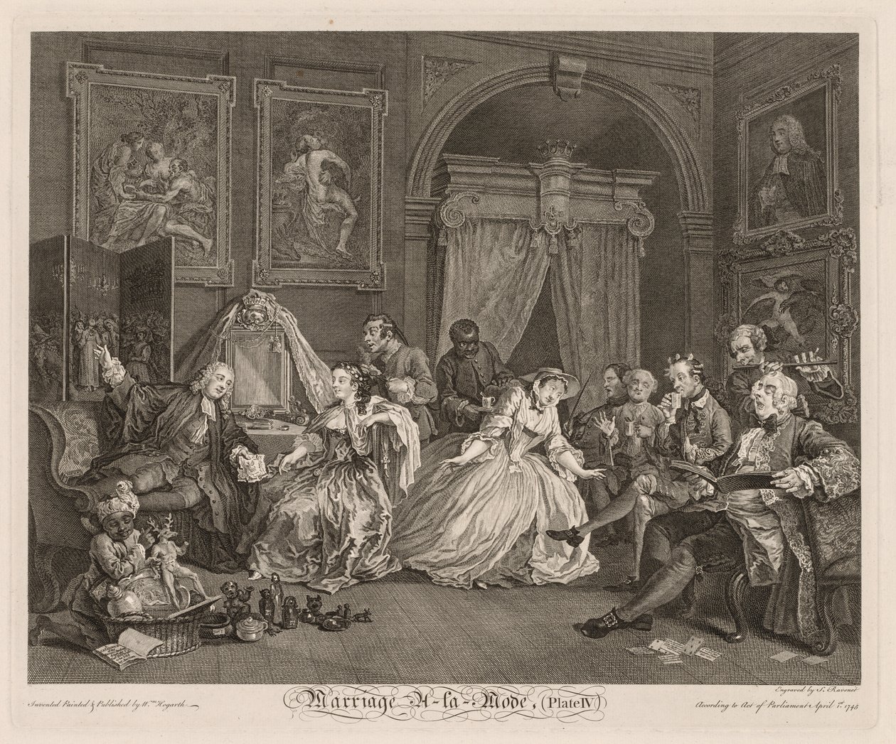 Muodikas avioliitto: WC kohtaus tekijältä William Hogarth