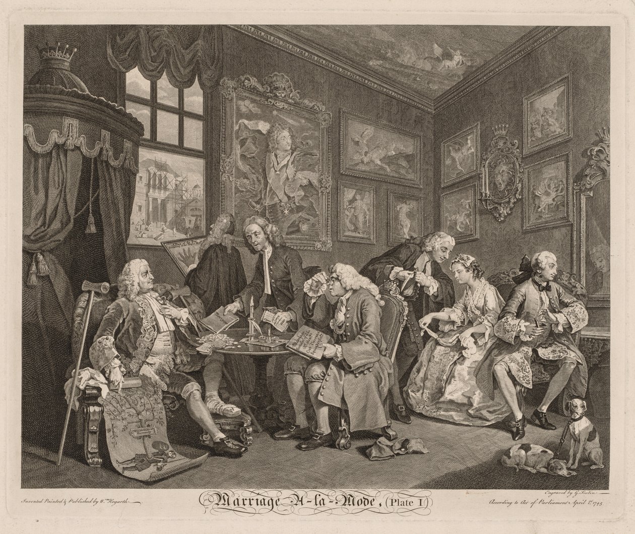 Avioliitto à la Mode: Sopimus, 1745. tekijältä William Hogarth