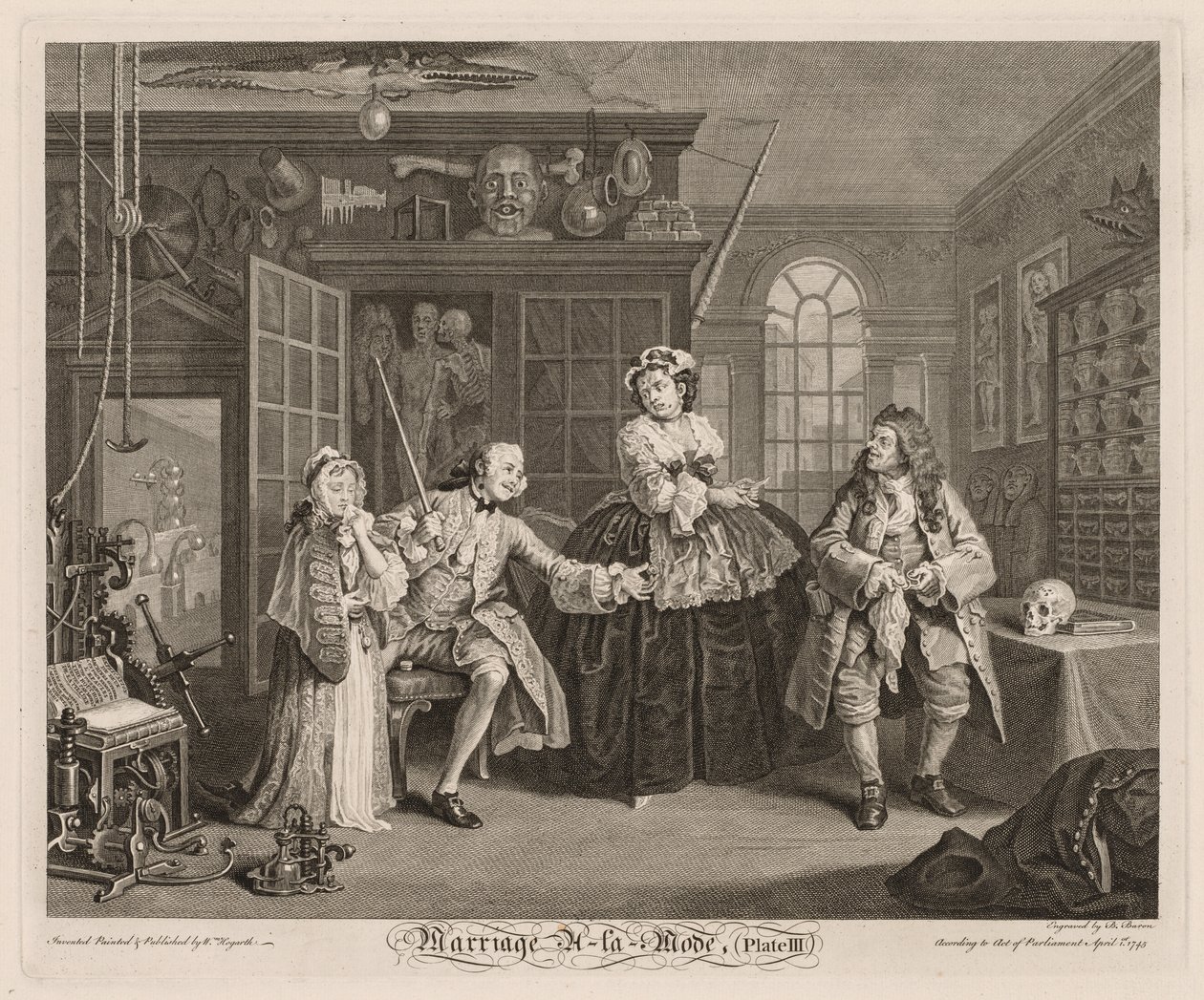 Avioliitto à la Mode: Kohtaus Quackin kanssa tekijältä William Hogarth