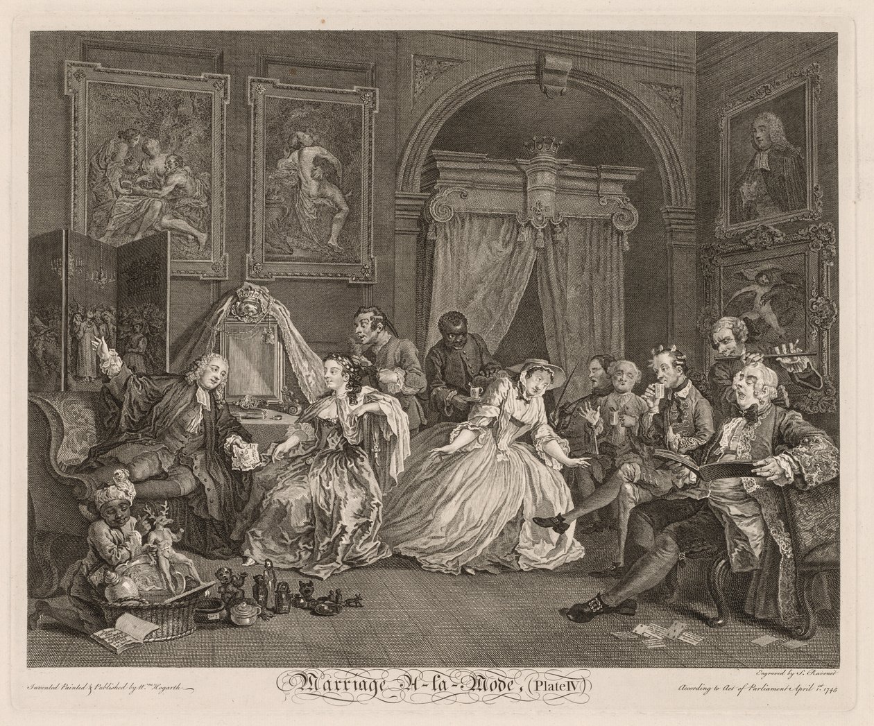 Muodikas avioliitto: WC kohtaus tekijältä William Hogarth