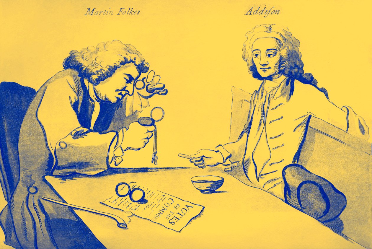 Martin Folkes ja Addison Buttonin kahvilassa tekijältä William Hogarth