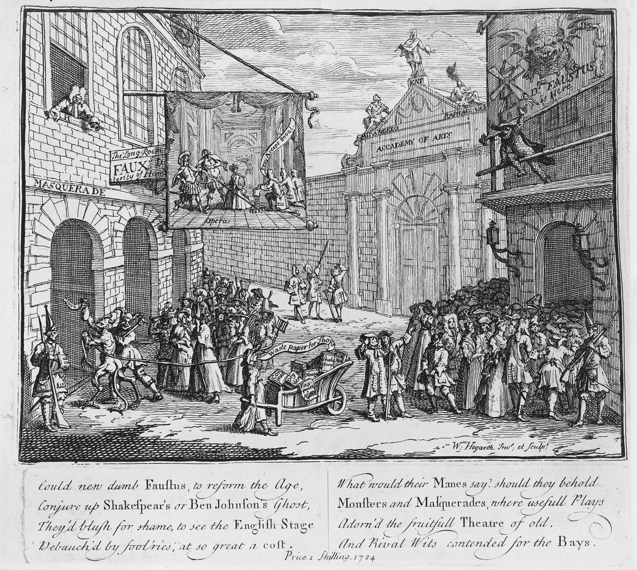 Naamiaiset ja oopperat, Burlington Gate, 1724 tekijältä William Hogarth
