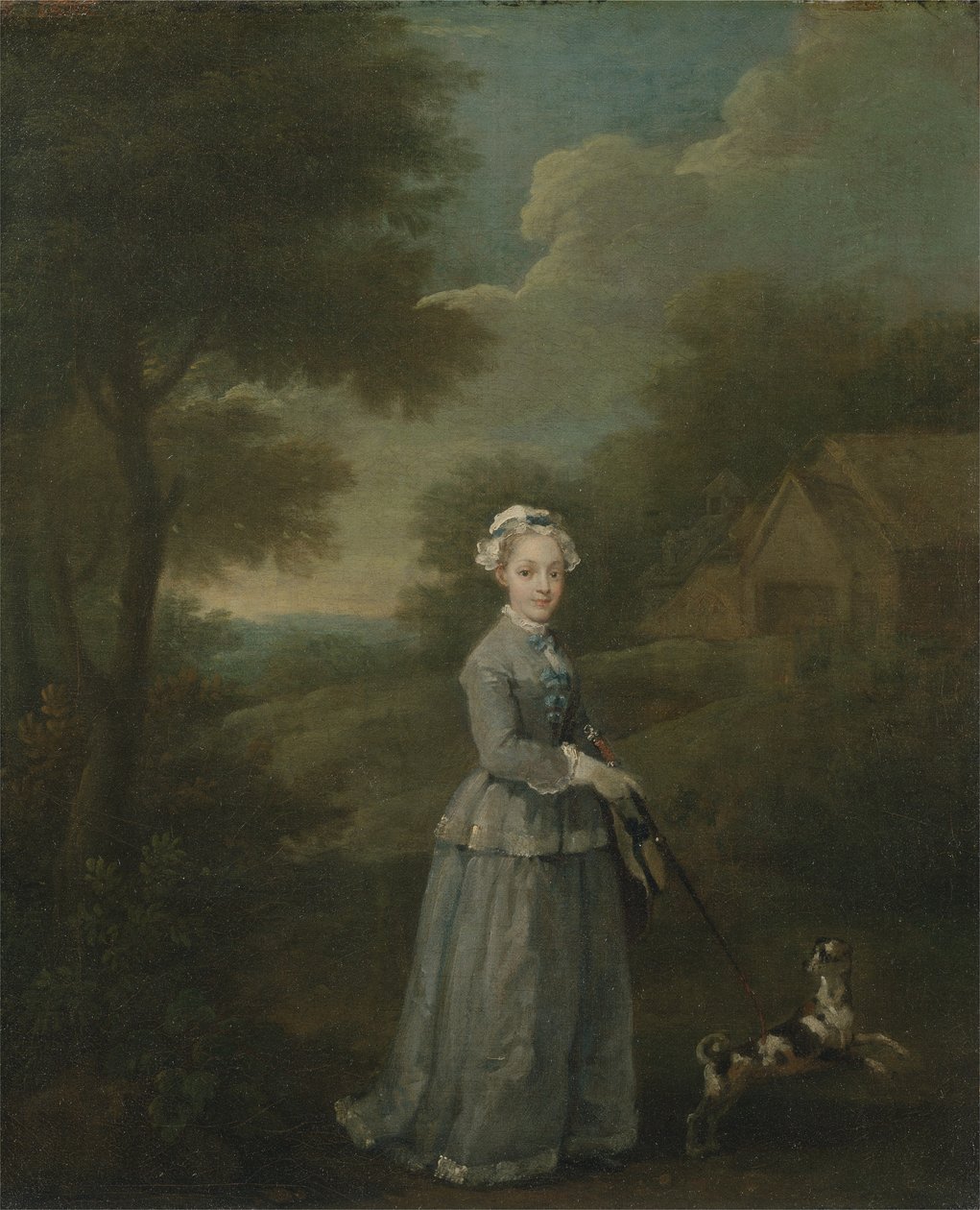 Miss Wood koiransa kanssa, n. 1730 (öljy kankaalle) tekijältä William Hogarth
