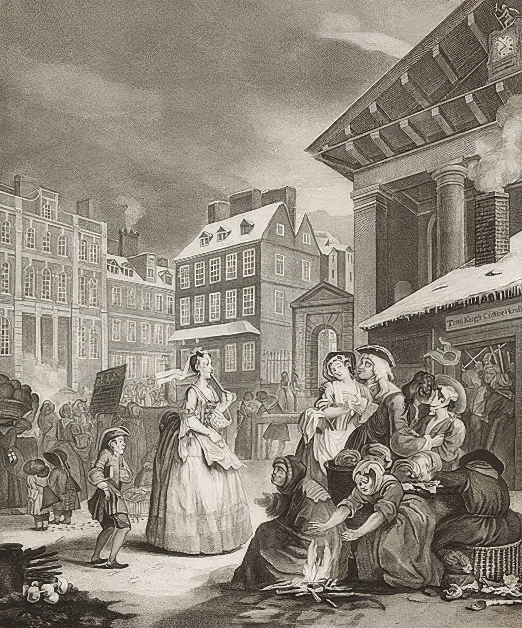 Aamu. From: The Four Times of the Day / The Four Times of the Day. 1738 tekijältä William Hogarth