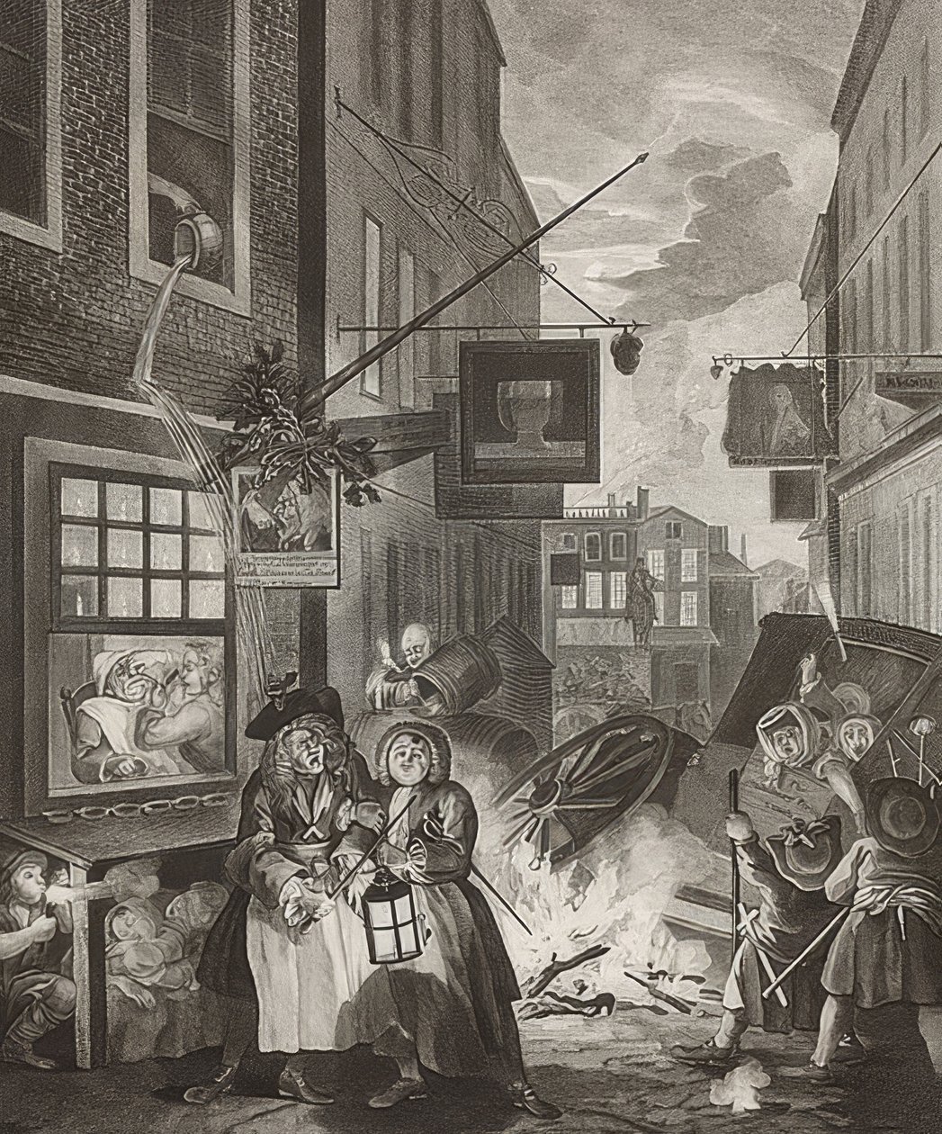 Öitä. From: The Four Times of the Day / The Four Times of the Day. 1738 tekijältä William Hogarth