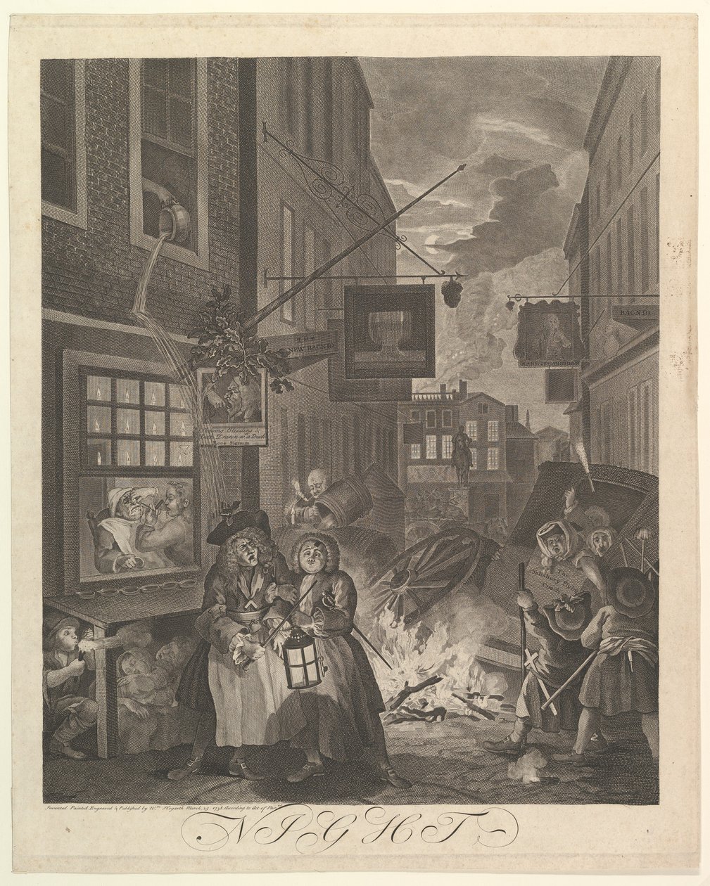 Night The Four Times of Day, 25. maaliskuuta 1738. tekijältä William Hogarth