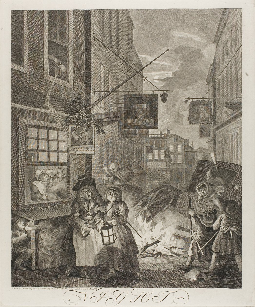 Yö, neljäs levy The Four Times of the Daysta tekijältä William Hogarth