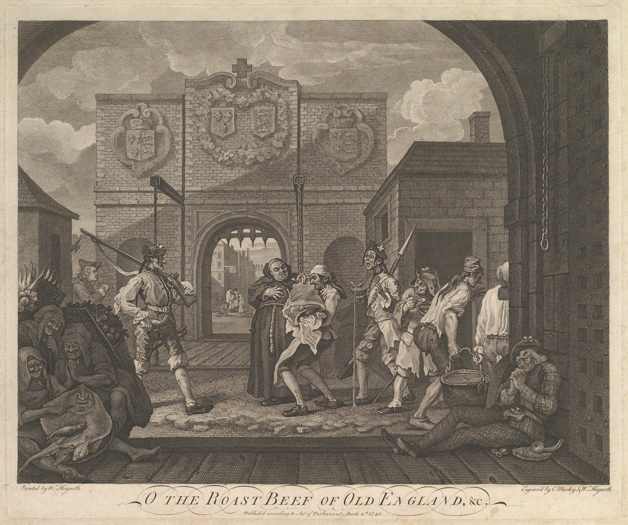 O the Roast Beef of Old England - The Gate of Caiais, 6. maaliskuuta 1749. tekijältä William Hogarth