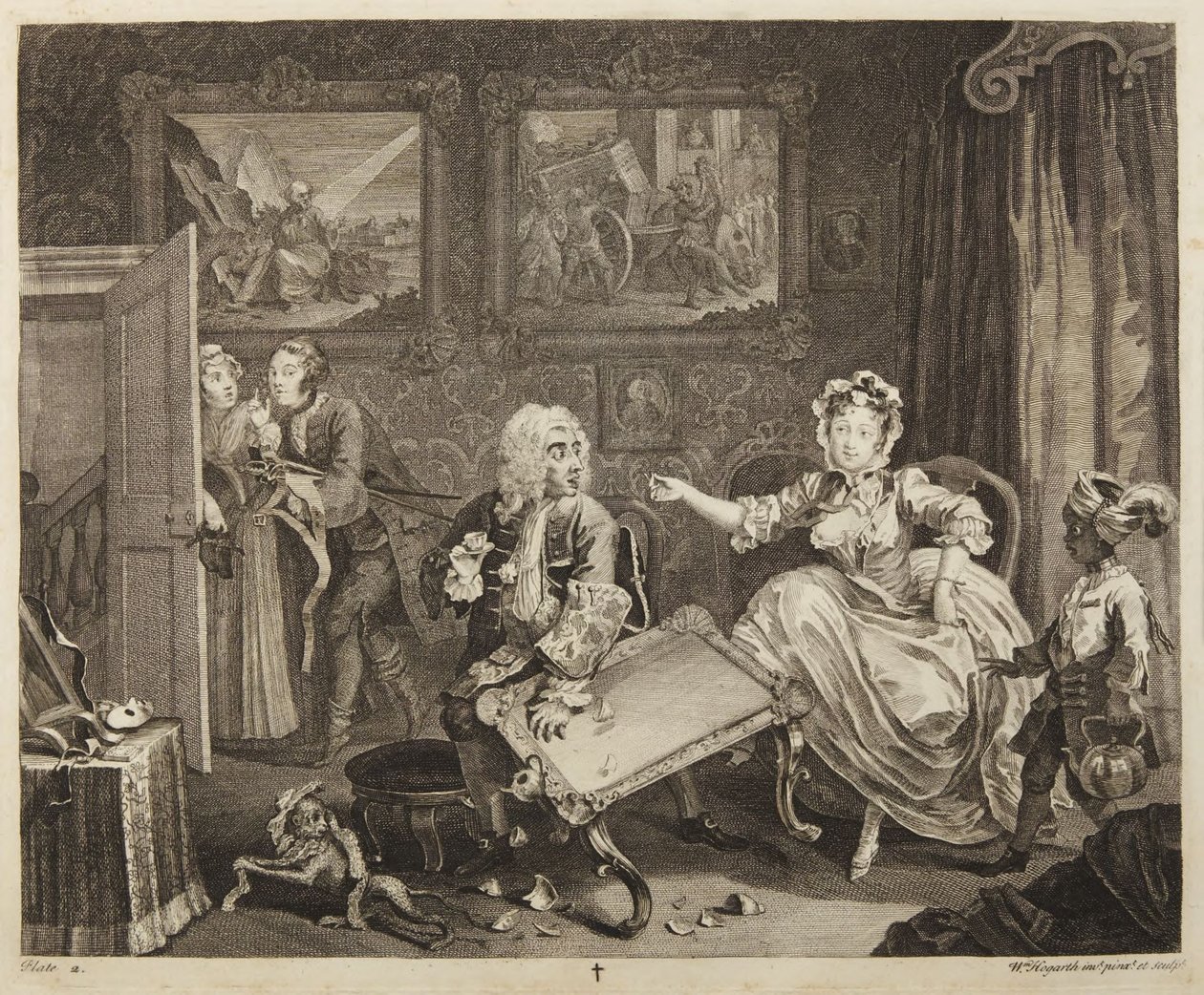 Laatta 2 sarjasta "Porton tie" tekijältä William Hogarth