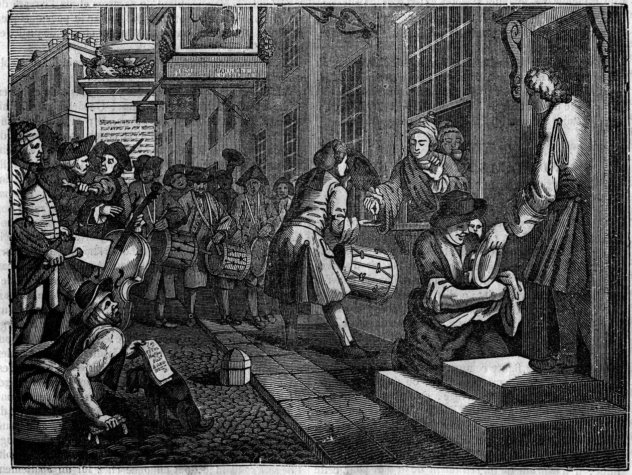Lauta brittiläisen kuvittajan William Hogarthin (1697-1764) 12 kaiverruksen sarjasta, otsikoilla "Teollisuus ja joutilaisuus", "Zele ja laiskuus", jotka kertovat kahden oppipoikan urasta: Goodchildin häät kutojamestarinsa tyttären kanssa. tekijältä William Hogarth