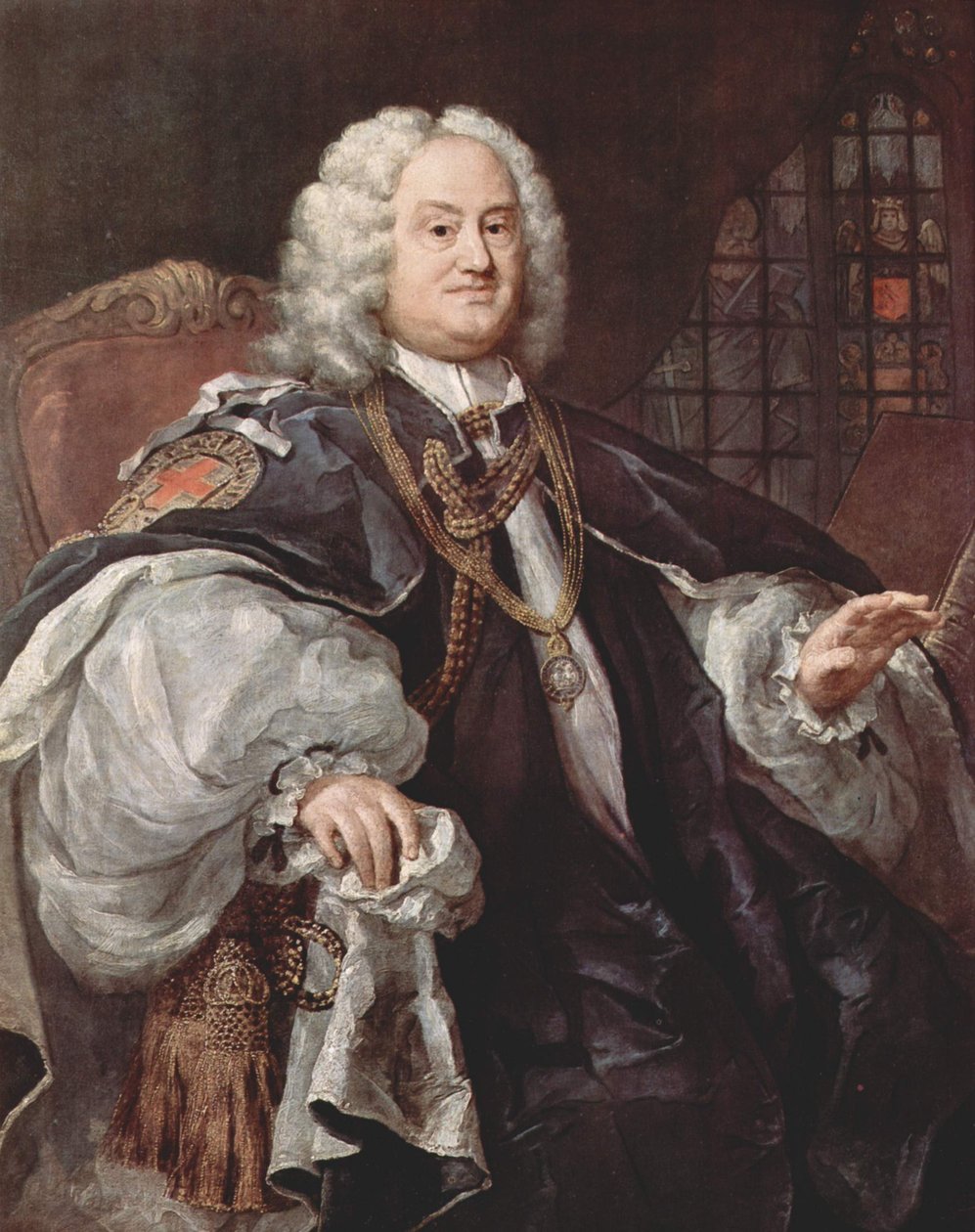Muotokuva Benjamin Hoadlysta (1676-1761), englantilainen pappi, oli peräkkäin Bangorin, Herefordin, Salisburyn ja Winchesterin piispa. tekijältä William Hogarth