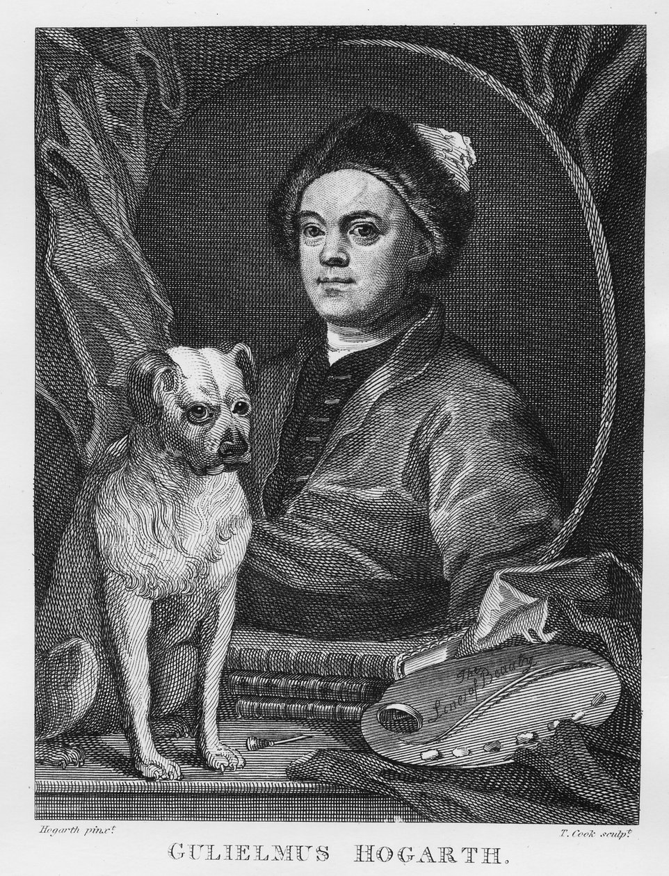 Omakuva, kaiverrettu T. Cookin toimesta, 1809. tekijältä William Hogarth