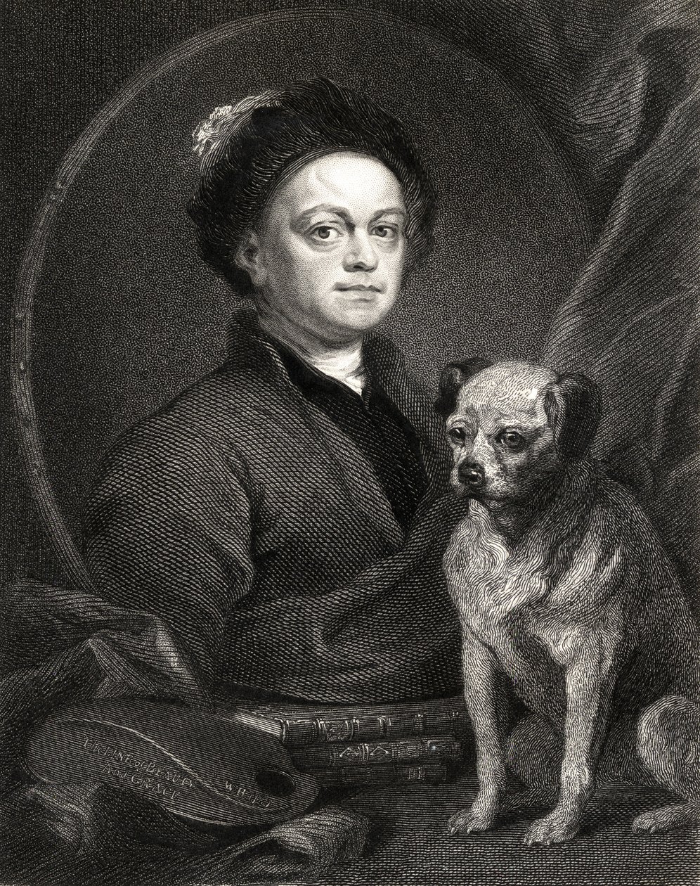 Omakuva, Galleria of Portraits -teoksesta, julkaistu 1833. tekijältä William Hogarth