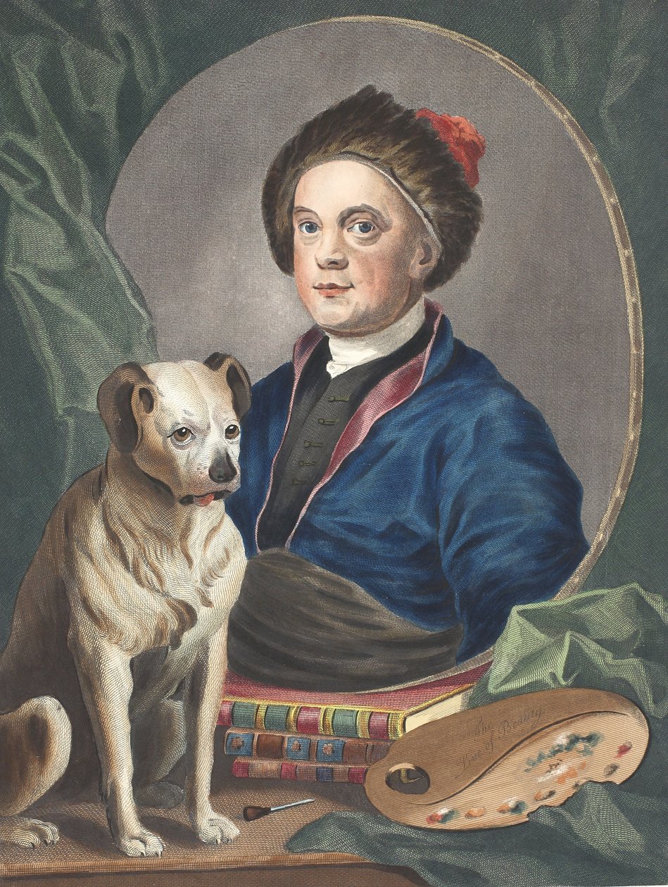 Omakuva, kuvitus julkaisusta "Hogarth Restored: The Whole Works of kuuluisan William Hogarthin, uudelleenkaivertanut Thomas Cook", pub. 1812 (käsinvärinen kaiverrus) tekijältä William Hogarth