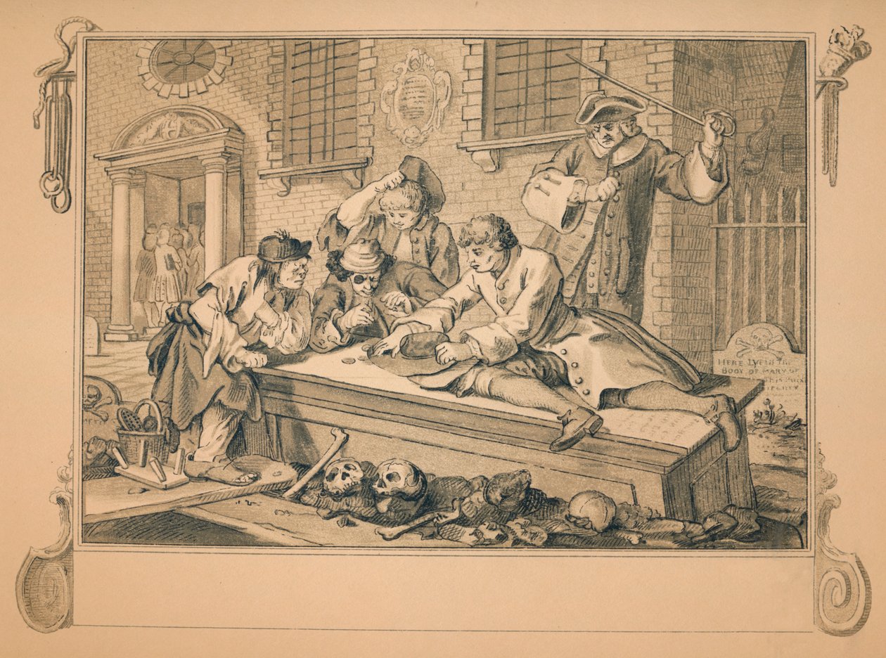 Luonnos teollisuudelle ja tyhjäkäynnille - levy III, 1747 tekijältä William Hogarth