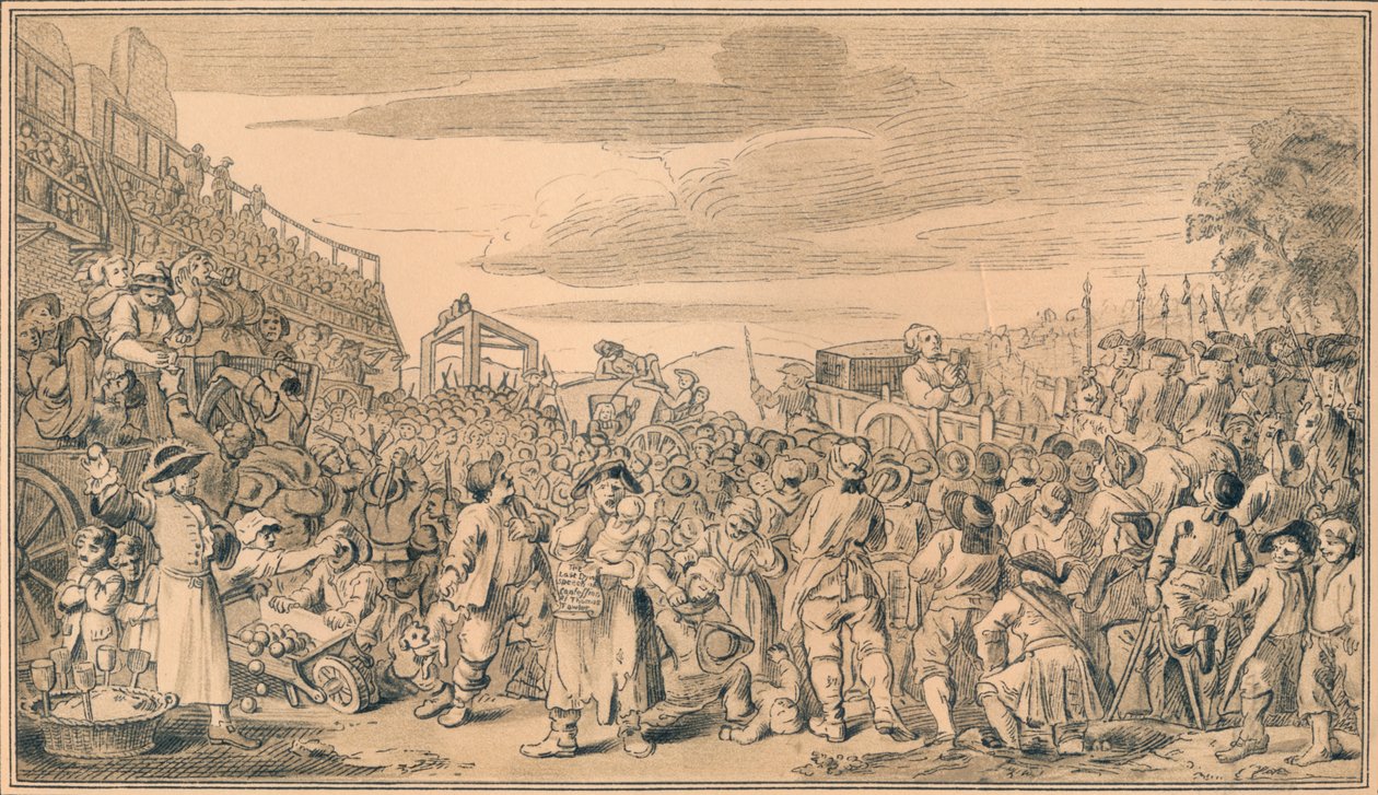 Luonnos Teollisuuden ja tyhjäkäynnin levylle XI, 1747 tekijältä William Hogarth