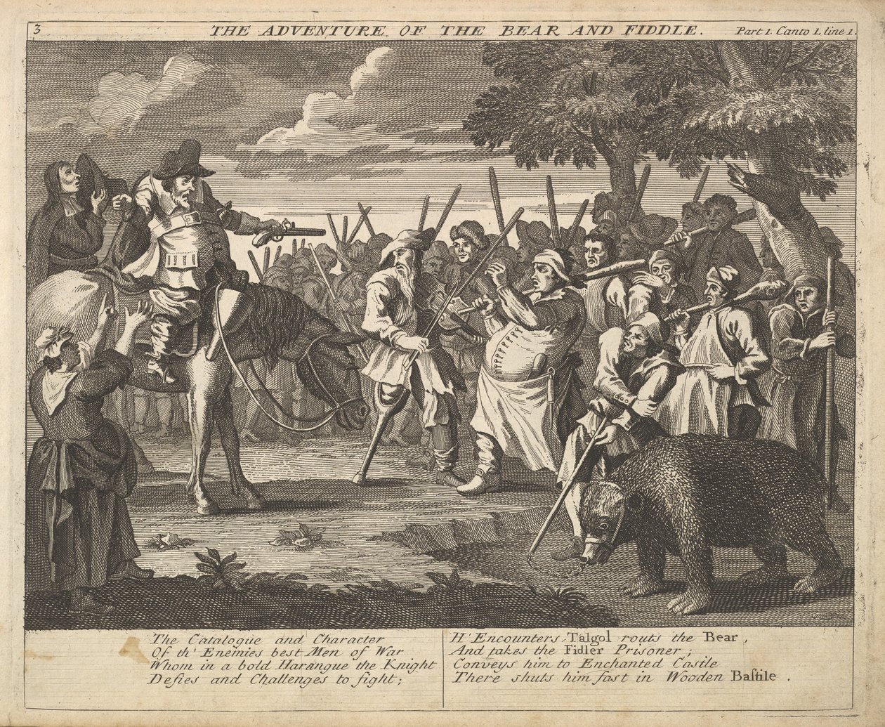 Karhun ja viulun seikkailu Levy 3: Kuvituksia Samuel Butlersille..., 1725-30. tekijältä William Hogarth