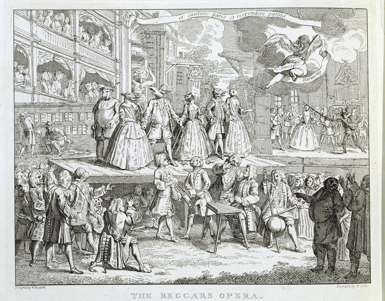 Kerjäläisooppera, kaiverrus Thomas Cook (1744-1818) tekijältä William Hogarth