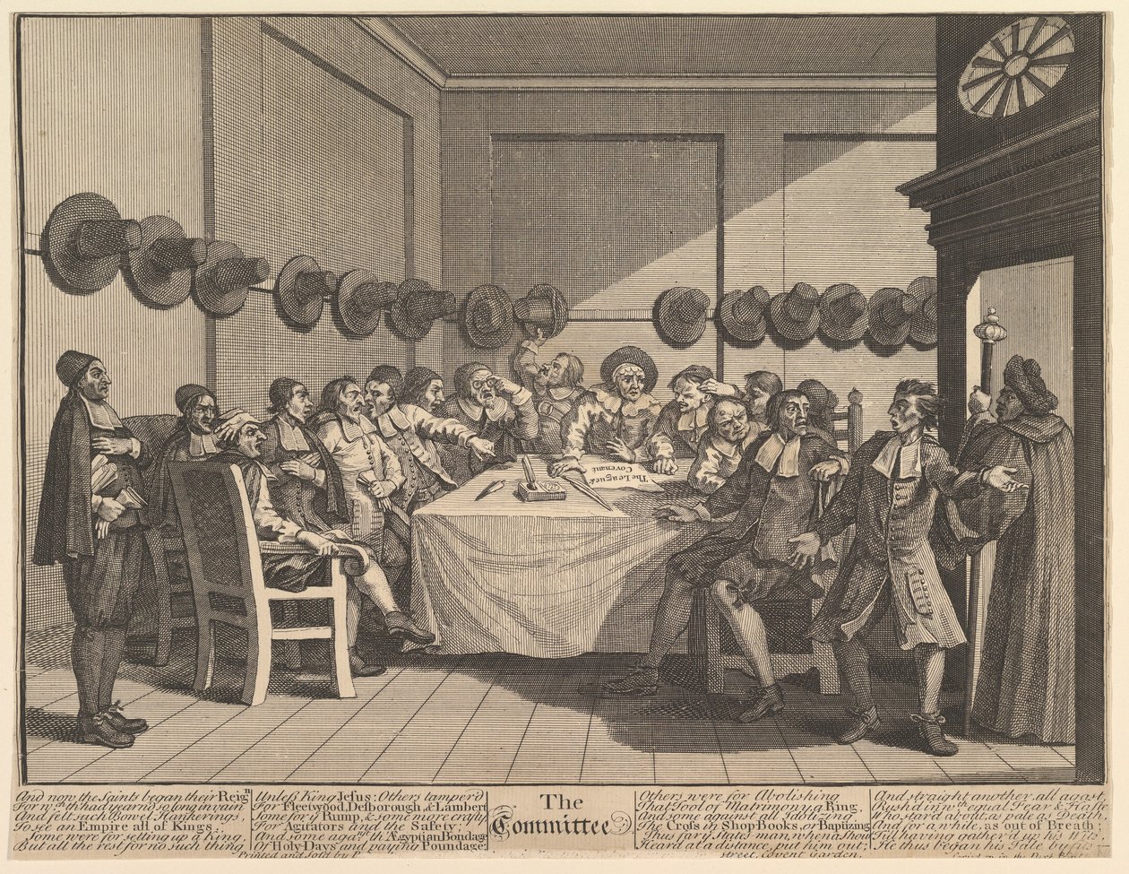 Komitea kaksitoista suurta kuvitusta Samuel Butlers Hudibrasille, levy 10, 1725-68. tekijältä William Hogarth