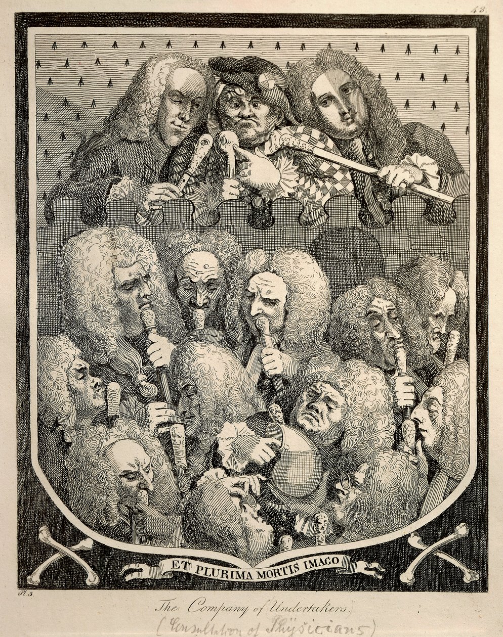 Georg Friedrich Haendelin The Company of Undertakers, William Hogarthin karikatyyrikaiverrus tekijältä William Hogarth