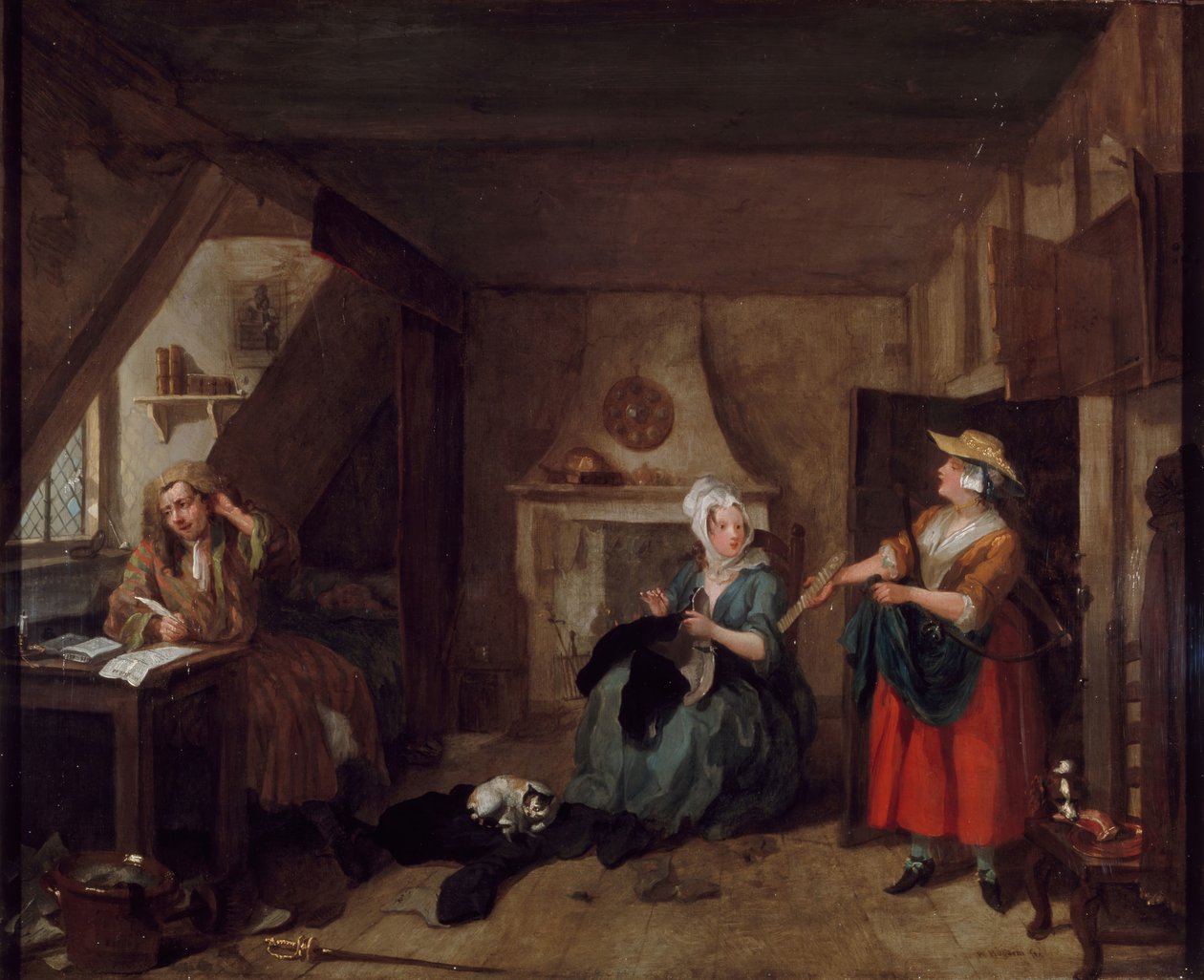 Ahdistunut runoilija, 1733-1735. tekijältä William Hogarth