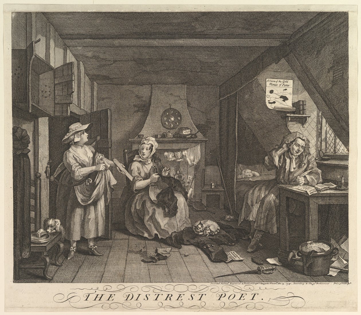 The Disstrest Poet, 15. joulukuuta 1740. tekijältä William Hogarth