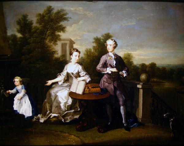 Edwards Hamiltonin perhe terassillaan Kensingtonissa tekijältä William Hogarth