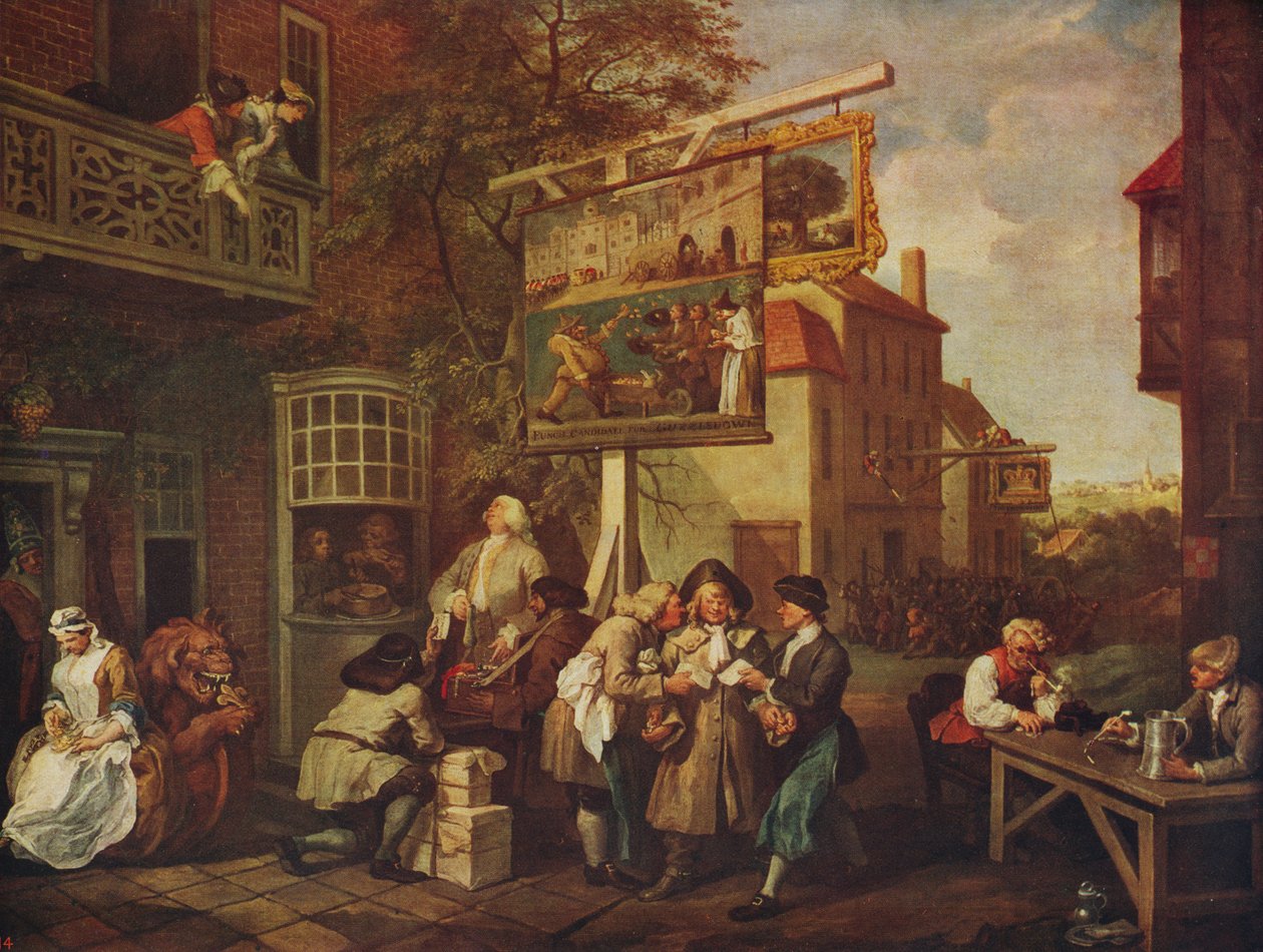 Vaalit: äänestys, 1754-1755, c1915 tekijältä William Hogarth